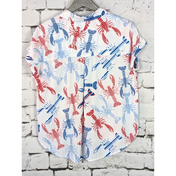 JANE + DELANCEY Novelty Lobster Print Coastal Beach Labor Day Cookout Medium - Picture 2 of 5